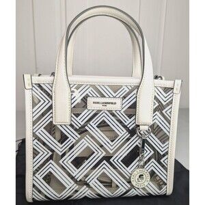 KARL LAGERFELD Diamond Nouveau Small Clear Tote (White)